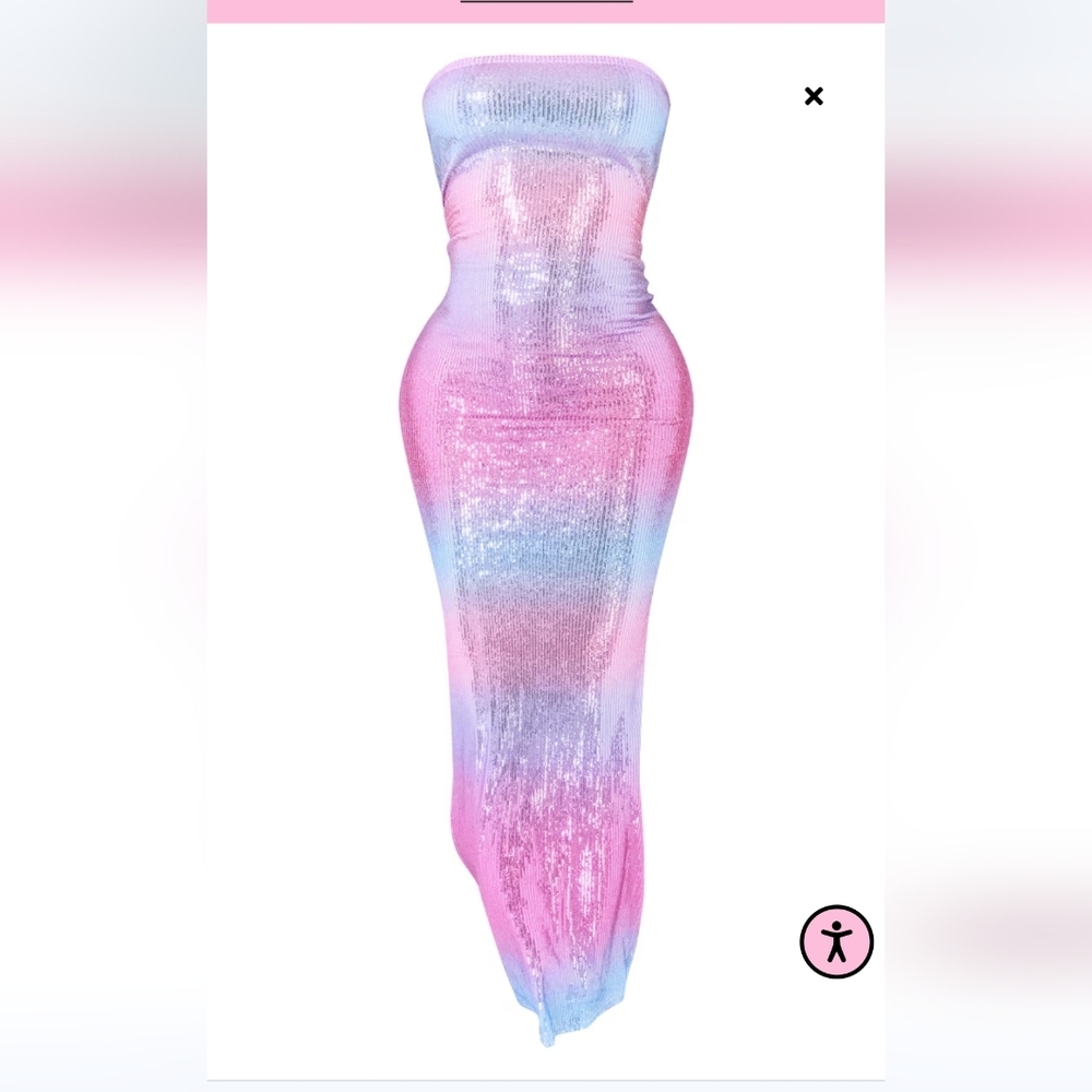 NWT PRETTYLITTLETHING Ombre Sequin Maxi Dress, Prom, Cruise, Size US 4 & 6 - Picture 4 of 8